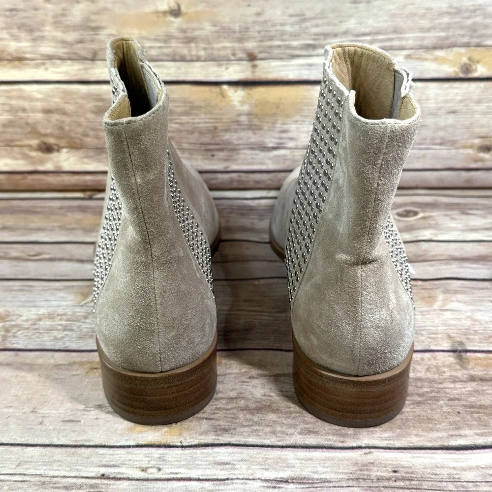 Diane von Furstenberg DVF Womens Jena Sand Taupe Studded Chelsea Boots 9M